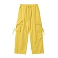 thumbnail image 5 of Smsaxvxz Men's Baggy Cargo Pants Trendy Casual Elastic Waist Drawstring Loose Fit Joggers Pant with Pockets Yellow XXL, 5 of 8