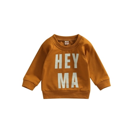 

Suanret Toddler Baby Boys Girls Casual Long Sleeve Sweatshirt Letter Printed Round Neck Pullovers Tops Brown 0-6 Months