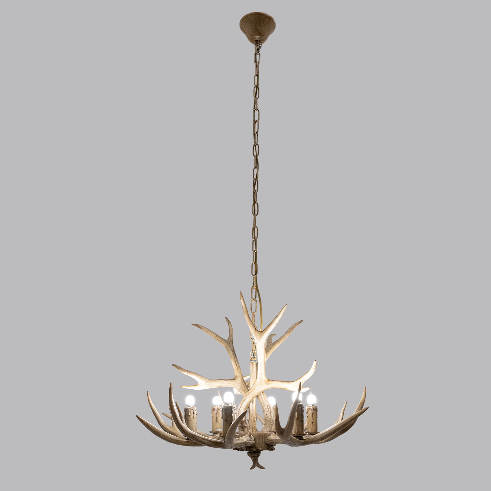 Dwellnix E12 Bulb Chandelier, Indoor Antler Lighting With Removable Horns, Dimmable 60W Capacity For Entryways, Bedrooms & Western-Themed Spaces