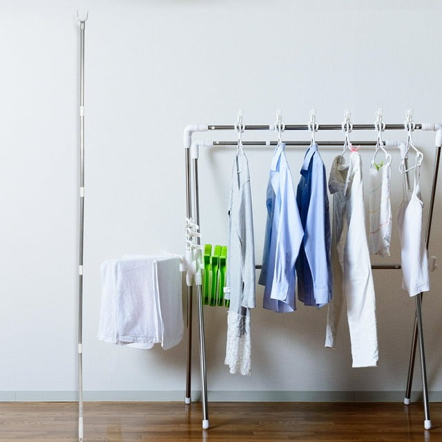 unbranded Detachable Laundry Hanging Rod Clothesline Prop White for Household Users 1Set