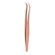 thumbnail image 2 of Pinzas ergonómicas para pestañas postizas de acero inoxidable en oro rosa, pinzas cortas con plumas doradas., 2 of 14
