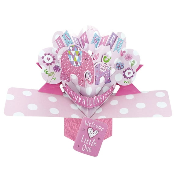 Pop-Up Greeting Card – Baby Girl (New Baby Congratulations)