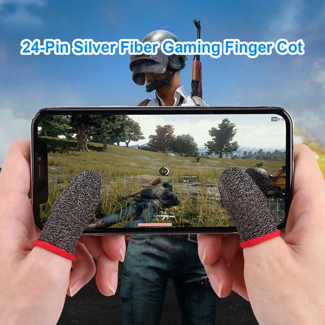 2pcs 24-Stitch Mobile Game Finger Cover Anti-Sweat Anti-Skid (Black Red)