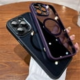 thumbnail image 3 of Frosted Matte Metal Camera Lens Protection Magnetic Case for iPhone, Compatible with MagSafe Wireless Charging (Purple,iPhone 15 Plus), 3 of 6