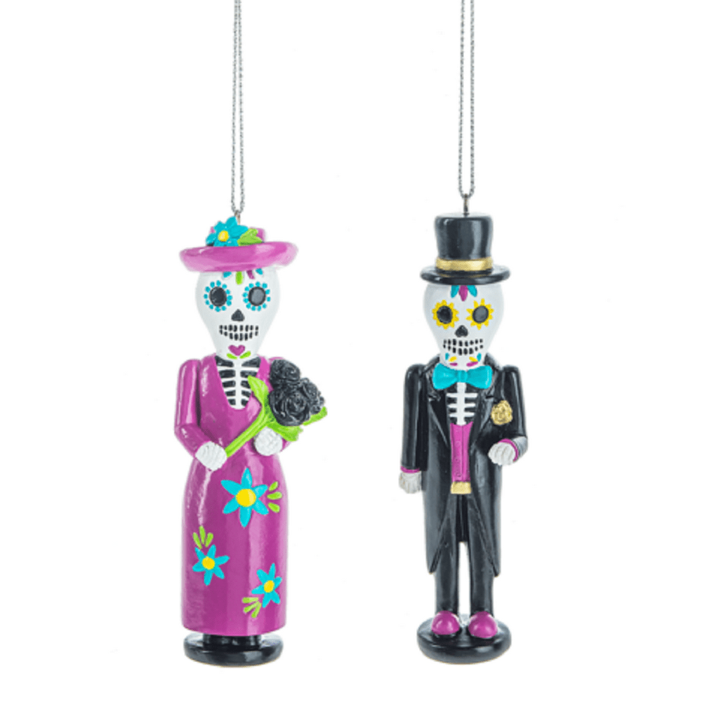 Day of the Dead Nutcracker Man and Woman Holiday Ornaments Set of 2