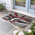 thumbnail image 2 of Grey Geometric Doormat Outdoor Entrance 18"x30", Modern Abstract Black White Red Striped Absorb Moisture Dirt Door Mats, Non-Slip Rubber Backing Floor Mats Indoor, Low-Profile Front Door Rugs, 2 of 9