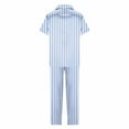 thumbnail image 4 of Cavosen Pajamas for Women Two Piece Button down Soft Nightwear Set Short Sleeve Collar Shirts Long Pants Sleepwear Striped Loungewear with Pocket Loose Pjs Outfits Blue S, 4 of 6