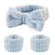 thumbnail image 1 of Zhuge Juego de 3 piezas de diademas de spa, muñequeras, puños para lavarse la cara para evitar derrames de líquidos, cintas para el cabello, muñequeras de toalla para mujeres (color qiam), 1 of 5