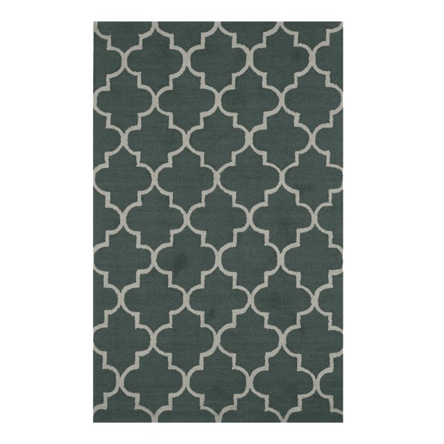 Hand-Tufted Wool Green Traditional Trellis Moroccan Rug, Made in India
