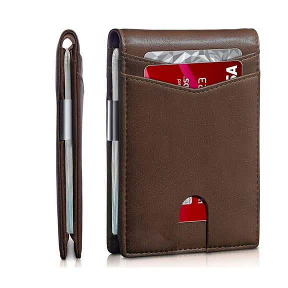 Slim Mens Wallet with Money Clip Leather RFID Blocking Bifold Credit Card Holder
