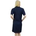 thumbnail image 4 of Bimba Women's Notched Collar Shirt Navy Blue Sleepshirt Nighty With Pockets-4, 4 of 5
