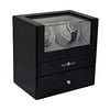 Pangaea D250 Automatic Watch Winder - Piano Black Finish with Drawer - Double