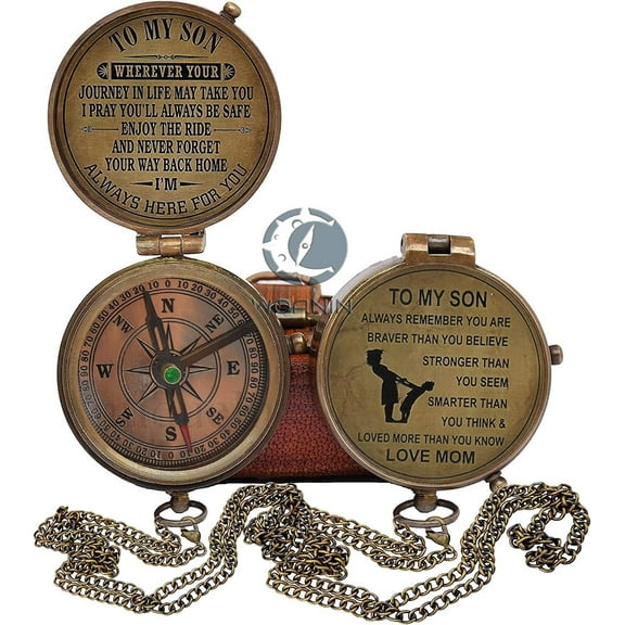 Son Gifts, to Son Compass – Mom to Son Gifts Working Compass with Leather Case/to My Son Love - Graduation Day Gifts for Son - Son Birthday Gifts - Confirmation Gifts for Son