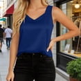 thumbnail image 2 of Alun Summer Satin Tank Tops for Women Lightweight Breathable V-Neck Sleeveless Wide Shoulder Strap Camisole Loose Comfortable Casual Wear 1-Navy XL, 2 of 4