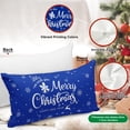 thumbnail image 4 of Christmas Lumbar Throw Pillow Covers 12x20 Set of 4, Merry Christmas Winter Xmas Snowflake Decorative Holiday Cushion Pillow Cases 12 x 20 for Indoor Farmhouse Home Room Couch Decor (Blue), 4 of 6