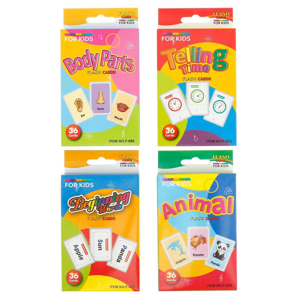 Ensemble de 144 Cartes Éclair pour Tout-Petits Formes Alphabet Animaux Cartes Éclair Parties du Corps Cartes Éclair