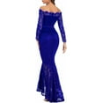 thumbnail image 2 of MaxxMarket  Women's Floral Lace Long Sleeve Off Shoulder Wedding Mermaid Dress, 2 of 11