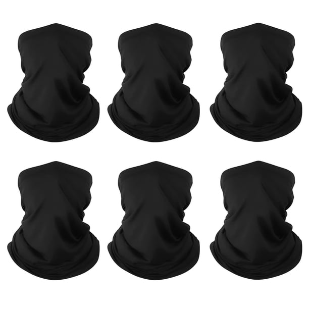 Mascarilla facial tipo bandana Neck Gaiter, paquete de 6 unidades, Finvizo, color negro