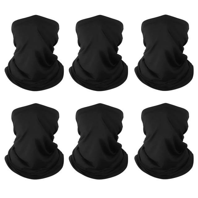 Mascarilla facial tipo bandana Neck Gaiter, paquete de 6 unidades, Finvizo, color negro