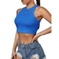 thumbnail image 3 of Liacowi Women Sleeveless Vest Top Solid Crew Neck Rib Crop Top Basic Slim Fit Tee Summer Casual Tank Tops, 3 of 6