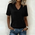 thumbnail image 2 of Yyeselk Womens Tops Short Sleeve Banded Bottom Stretch Summer Tops V Neck T Shirts Casual Ladies Tees Loose Fit Clothing Black L, 2 of 8