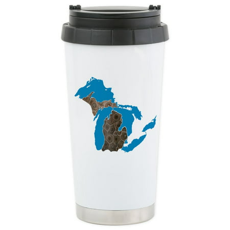 CafePress - Great Lakes Michigan Petoskey Stone Travel Mug - Stainless Steel Travel Mug, Insulated 16 oz. Coffee