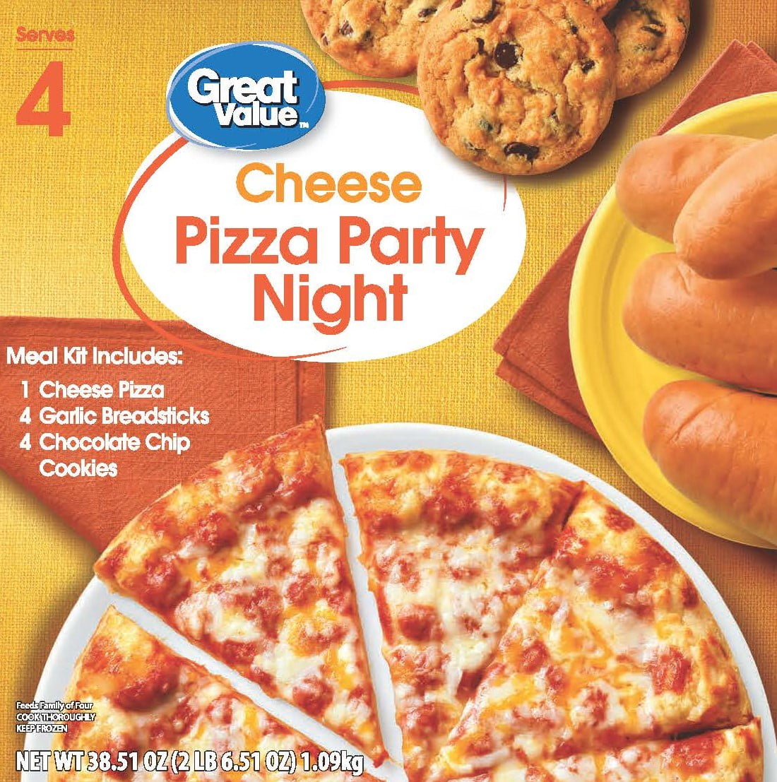 Great Value Cheese Pizza Party Night. Serves 4. Includes 1 Cheese