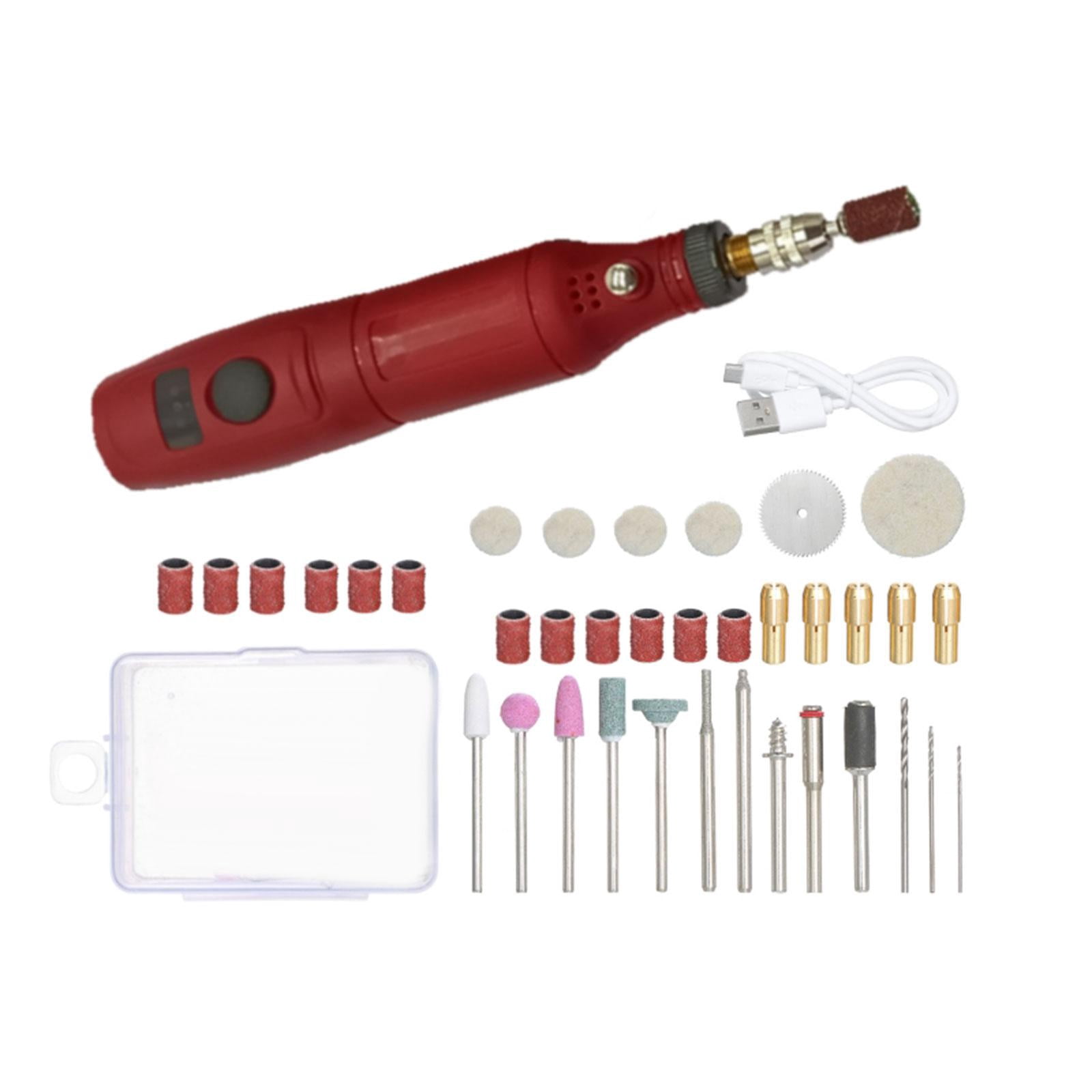 3 Speeds Engraving Pen DIY Tool Set USB Charging Rotary Tool Mini Router Pen for Red