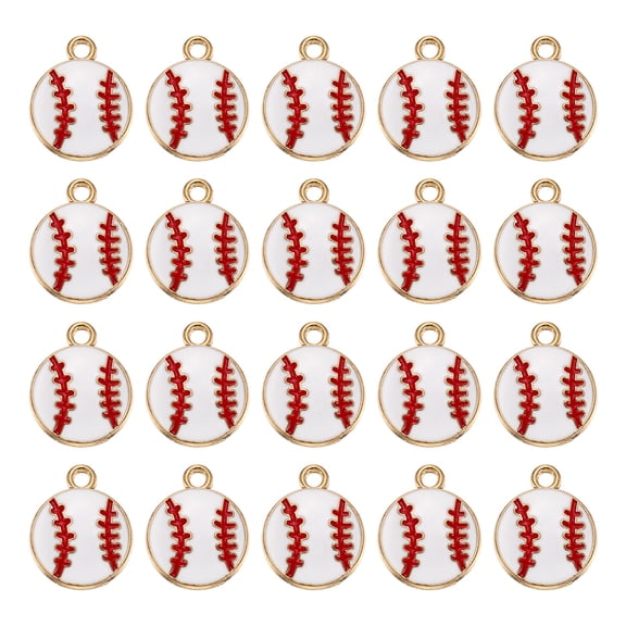 Uxcell 20Pcs Sports Charm for Jewelry Making, Heart Baseball Pendant Alloy Sports Charms Enamel for Necklace Bracelet Earrings DIY Crafts, White