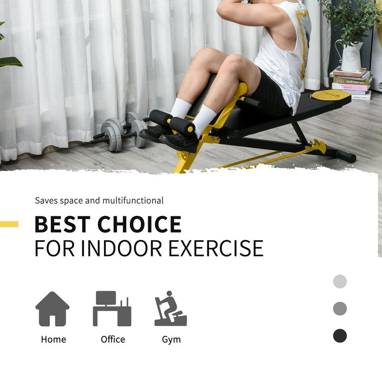 Soozier Home Gym Equipment Multi Functional Hyper Extension Dumbbell Weight Bench Yellow Walmart