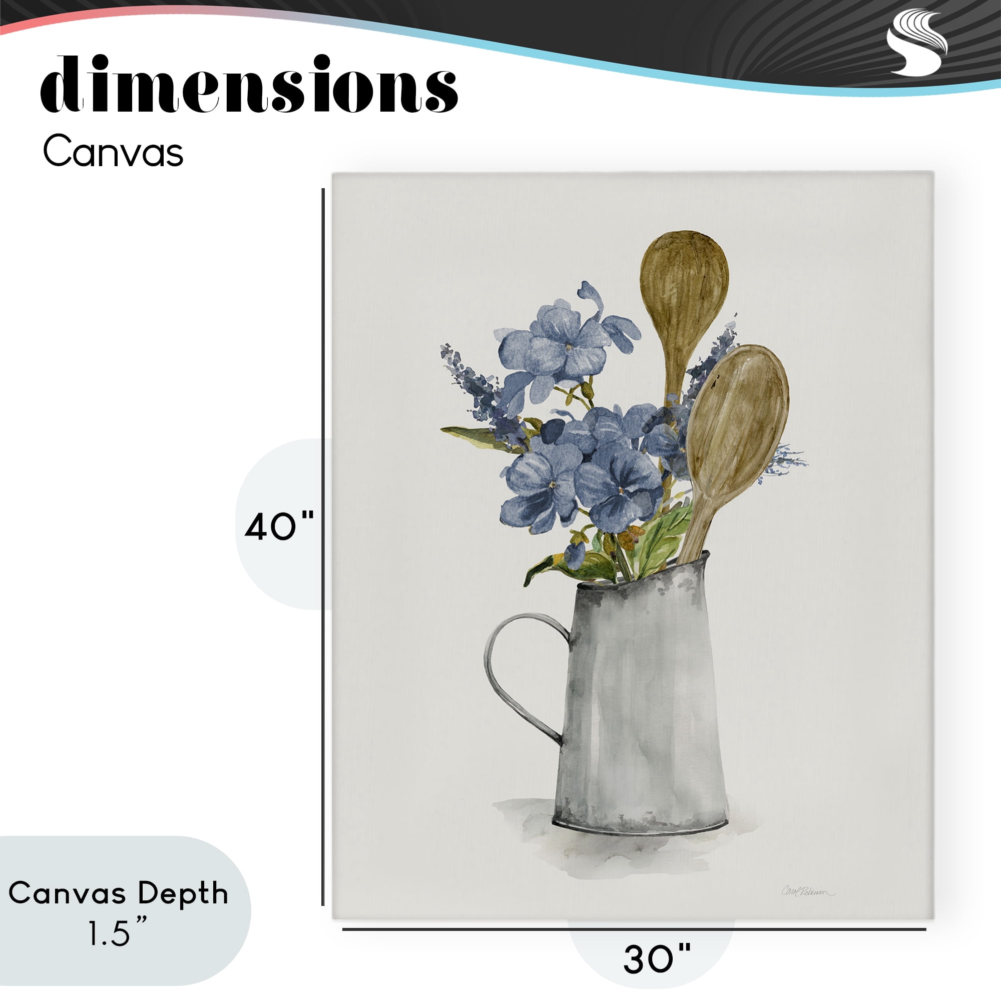 Stupell Industries Kitchen Spoons & Blue Blooms Canvas Wall Art, design by Carol Robinson