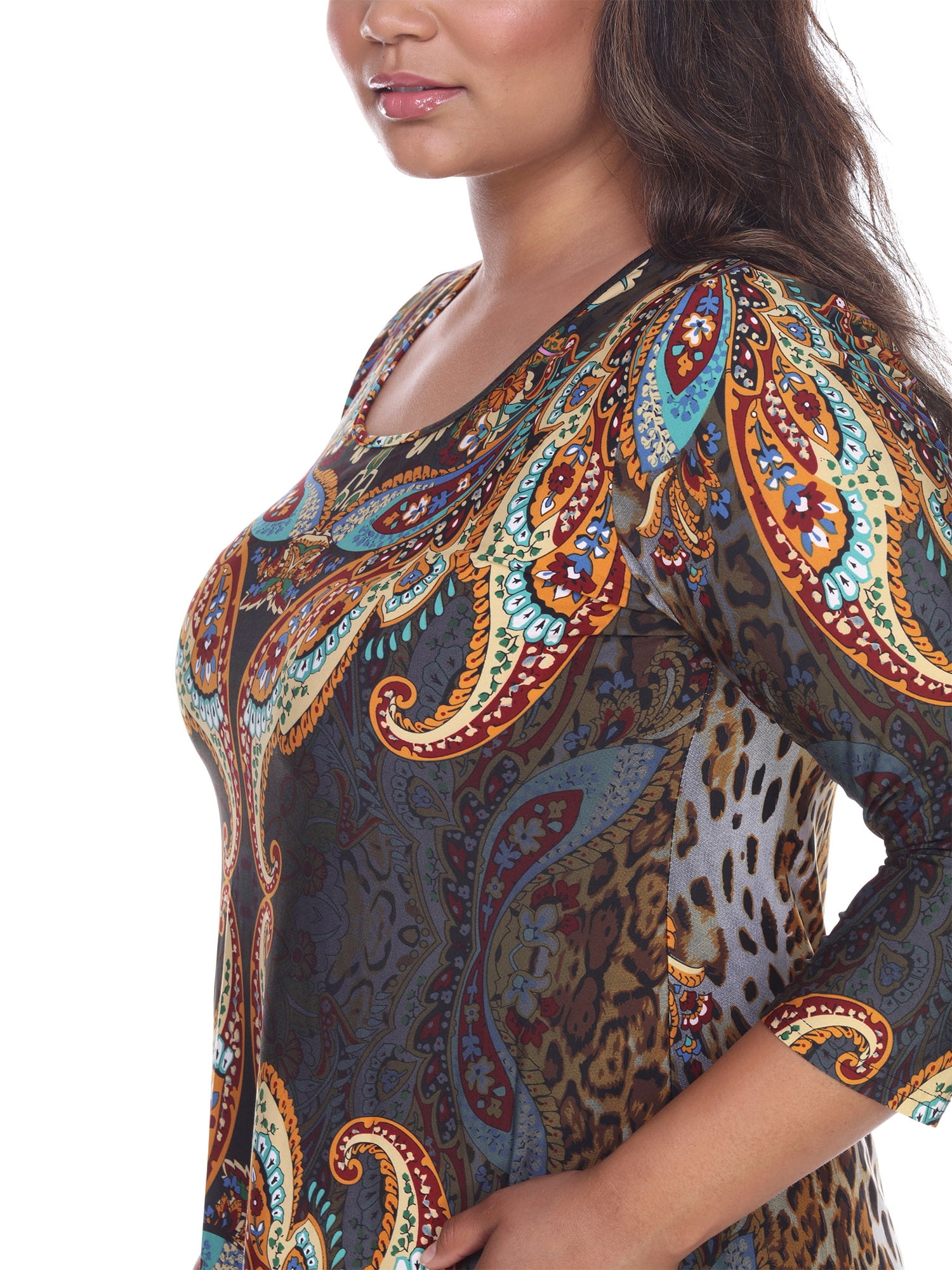 White Mark Women's Plus Marlene Tunic Top