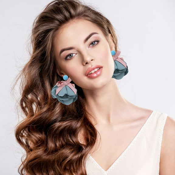 KeirineCC Flower Dangle Earrings, Layered Floral Petal Drop Earrings Statement Stud Earring for Women, Handmade Flower Petal Dangle Earrings, Women Elegant Wedding Jewelry Gifts