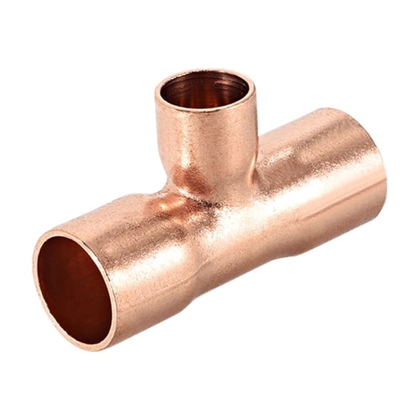 Conector de tubo de presión de cobre, reducción en forma de T para suministro de fontanería y refrigeración, 1/2" x 1/4" x 1/2"