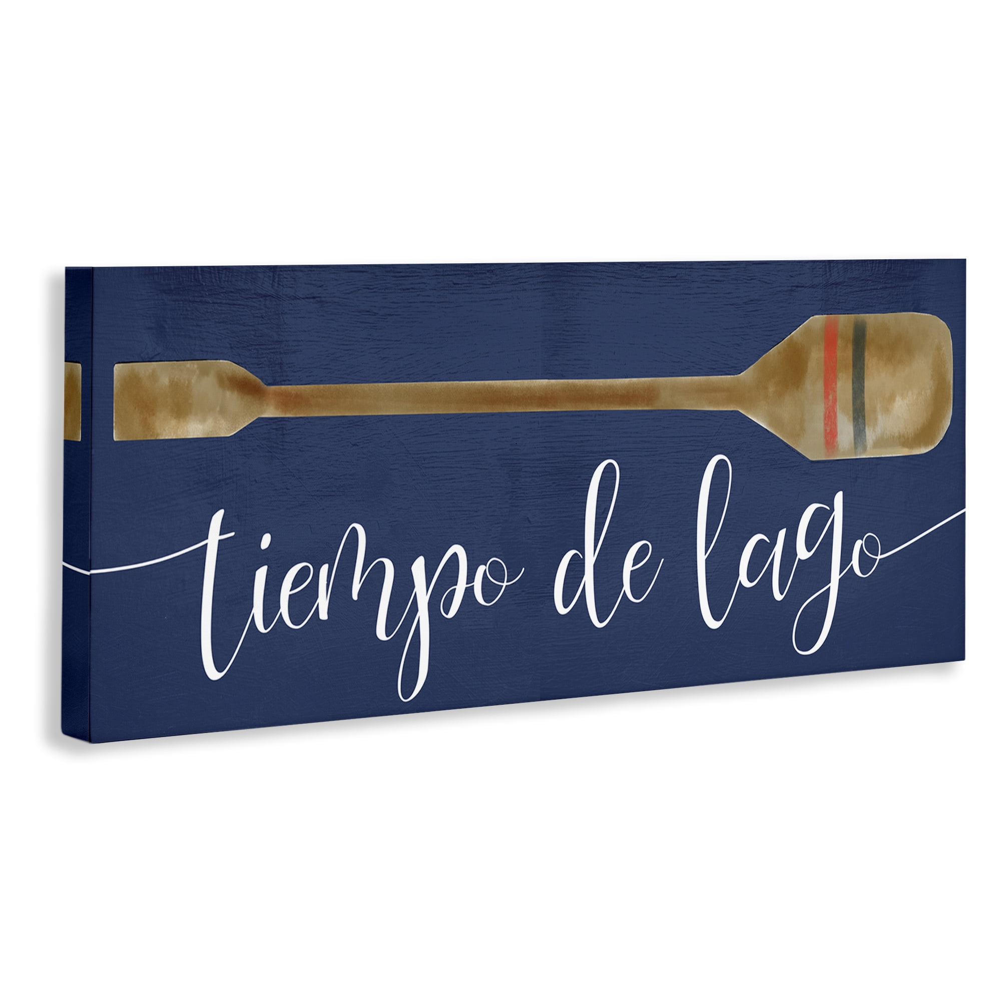 Stupell Industries Tiempo De Lago Náutica Inspirational Quotes & Sayings Painting Wrapped Canvas Art Print Wall Art, 40 x 17