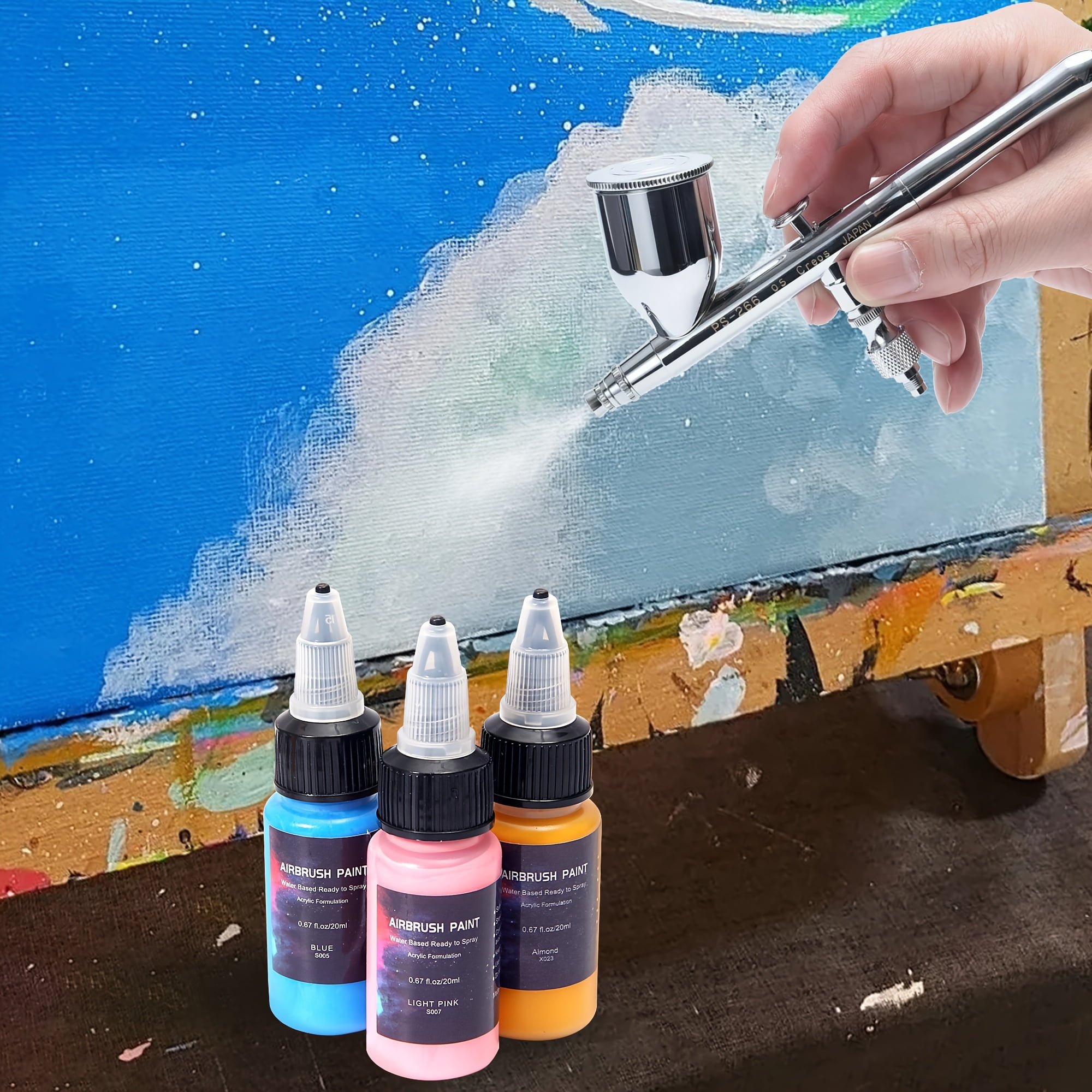 Airbrush Paint，EKOHERR 12-Color Acrylic Airbrush Paint Set