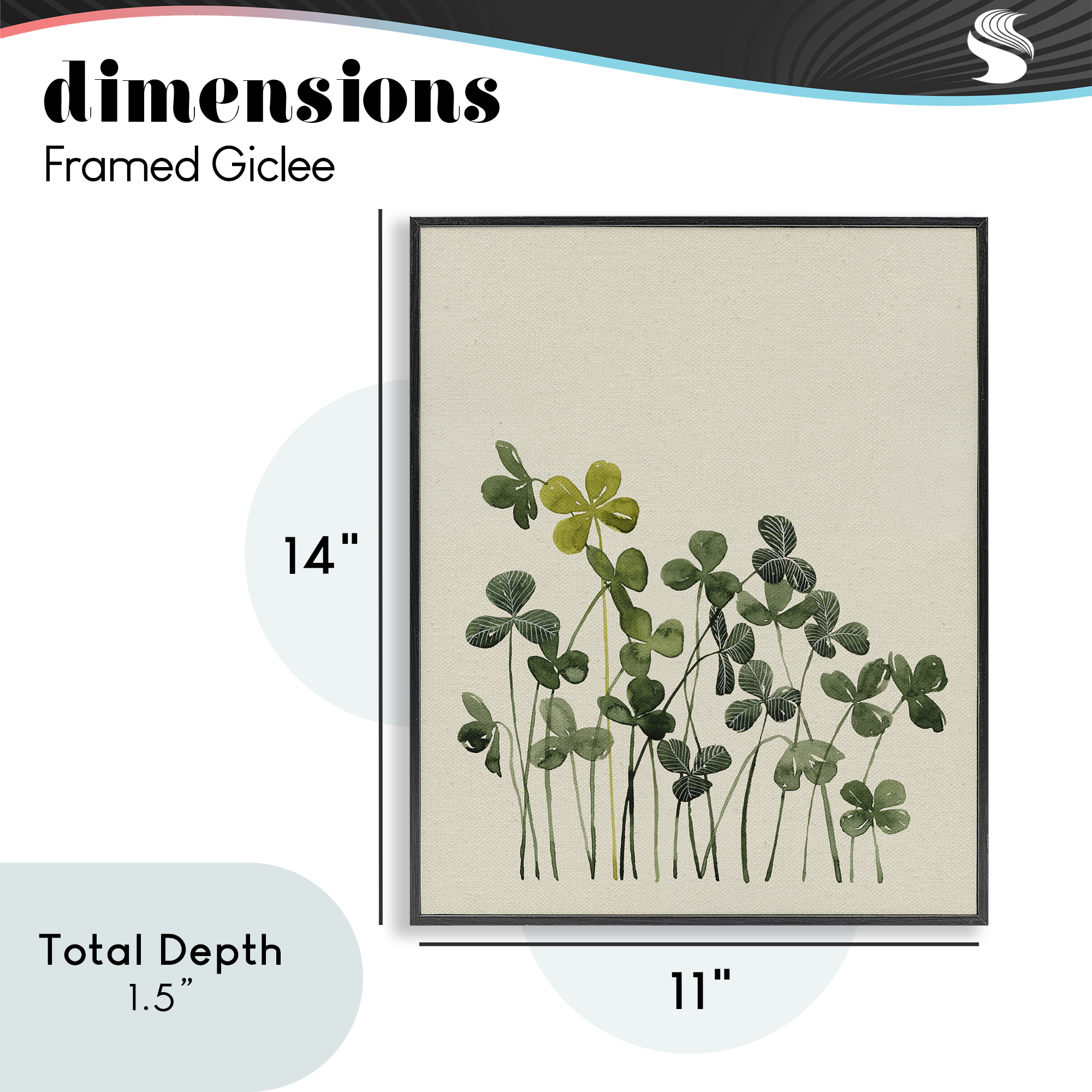 Hidden Gems Clovers Black Framed Giclee Art, design by Grace Popp