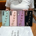 thumbnail image 2 of Cute electroplated Solid Color Phone case with Bracelet for Women Fashion TPU Soft Shell for Samsung Galaxy S23 S21 S20 S22 Plus Ultra FE Back Cover， Shockproof Bumper(Pink,Samsung S21 FE), 2 of 7
