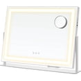 thumbnail image 1 of ERSHILOU Vanity Makeup Mirror with Lights, Touch Control, Angle-Adjustable, Charging Ports, Detachable 10X Magnifying Mirror, 3 Color Temperatures, Dimmable, Phone Holder, Matte White ULWM002W01V1, 1 of 6