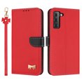 thumbnail image 2 of Compatible with Samsung Galaxy S22 Crossbody Wallet Case,RFID Blocking Card Holder Slots Soft PU Leather+Inner TPU Magnetic Closure Shoulder Strap& Wrist Strap Bow Design Phone Case,Red, 2 of 12