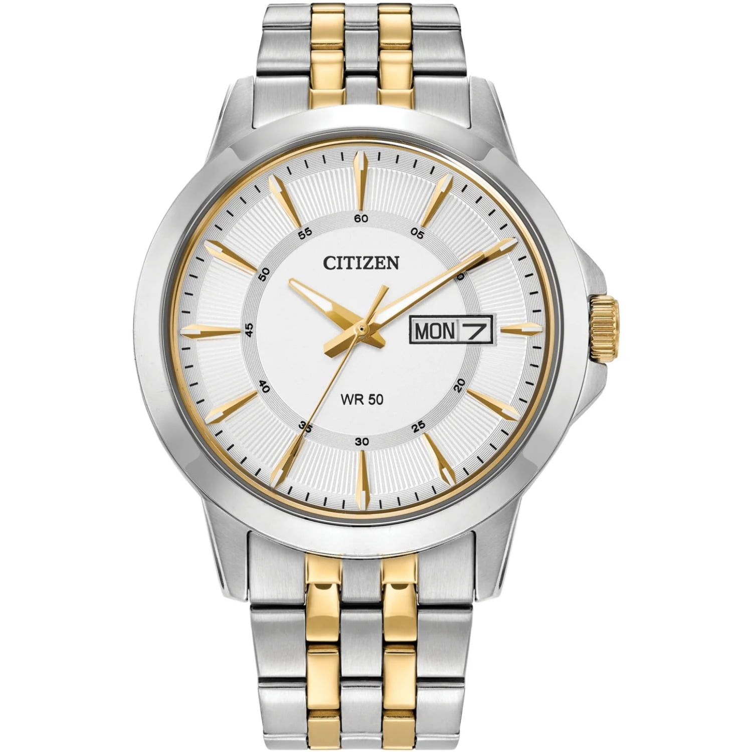 Citizen Men's Quartz Stainless Wrist Watch, Black Leather Strap