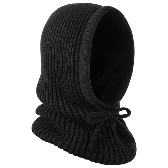 REDESS Winter Beanie Hats for Women Knit Beanie with Adjustable Drawstring Warm Hooded Skull Cap,Black