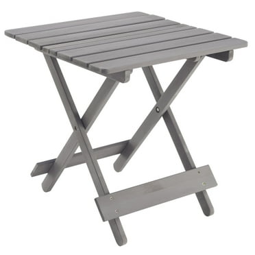 Folding Square Table Patio Outdoor solid wood Table for Backyard, Balcony, Portable Design Space-Saving Grey Color
