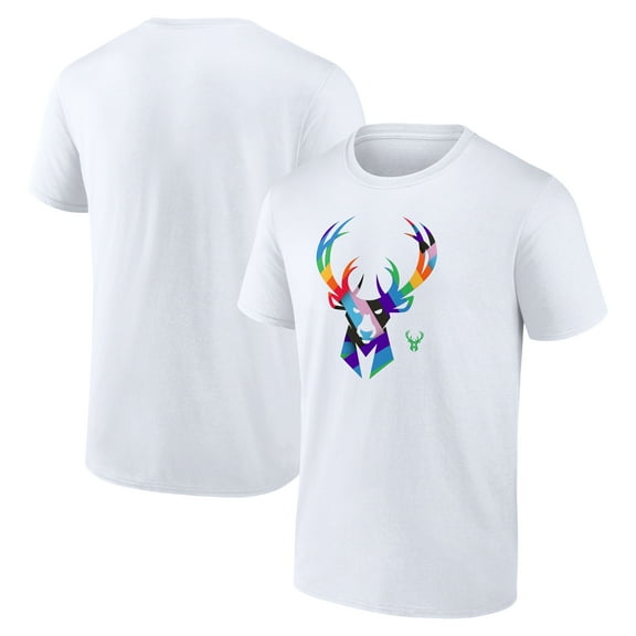 Men's White Milwaukee Bucks Team Logo Pride T-Shirt