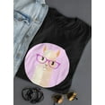 thumbnail image 3 of Cute Hipster Llama Wearing Glasses Medium Front Graphic Women Black T-Shirt, Female Medium, 3 of 4