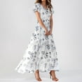thumbnail image 2 of UoCefik Floral Maxi Dresses for Women 2025 Summer Elegant Flutter Sleeve Long Flowy Dresses Trendy V Neck Garden Party Dress White XL, 2 of 8