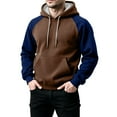 thumbnail image 4 of Havenx Hoodies for Men Long Sleeve Hooded Sweatshirt Patchwork Color Block Pullover with Kangaroo Pocket Sports Soft Casual Thermal Western Blend Fleece Clothes,Brown M, 4 of 4