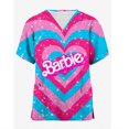thumbnail image 3 of Uniforme de enfermera, uniforme de trabajo esmerilado con cuello en V y manga corta con estampado de princesa Barbie para mujer, uniforme médico, spa de enfermería, mascota, guarida, 3 of 5