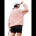 thumbnail image 3 of Sudadera de Mujer con Media Cremallera, Suave y Extragrande, con Bolsillos, Cálida y Afelpada. Rosa XL, 3 of 10