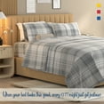 thumbnail image 3 of Color Sense 3-Piece 100% Cotton Percale Bed Sheet Set, Cool & Crisp Printed Bedding, Twin, Hudson Plaid Gray, 3 of 10